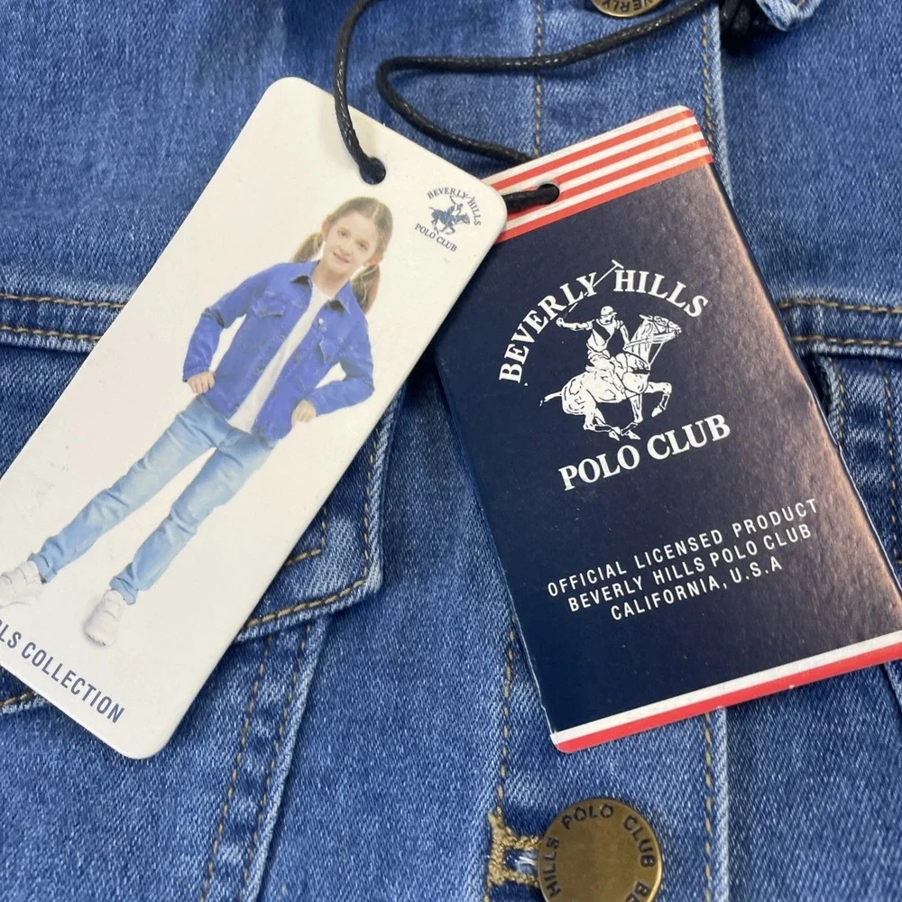 NWT Beverly Hills Polo Club Denim Long Sleeve Pockets‎ Logo Jacket girl's 10